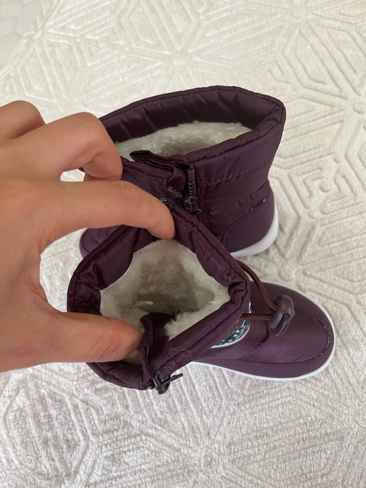 Bordo Kız Çocuk Yılan Desenli Kürklü Bot - Görsel 4