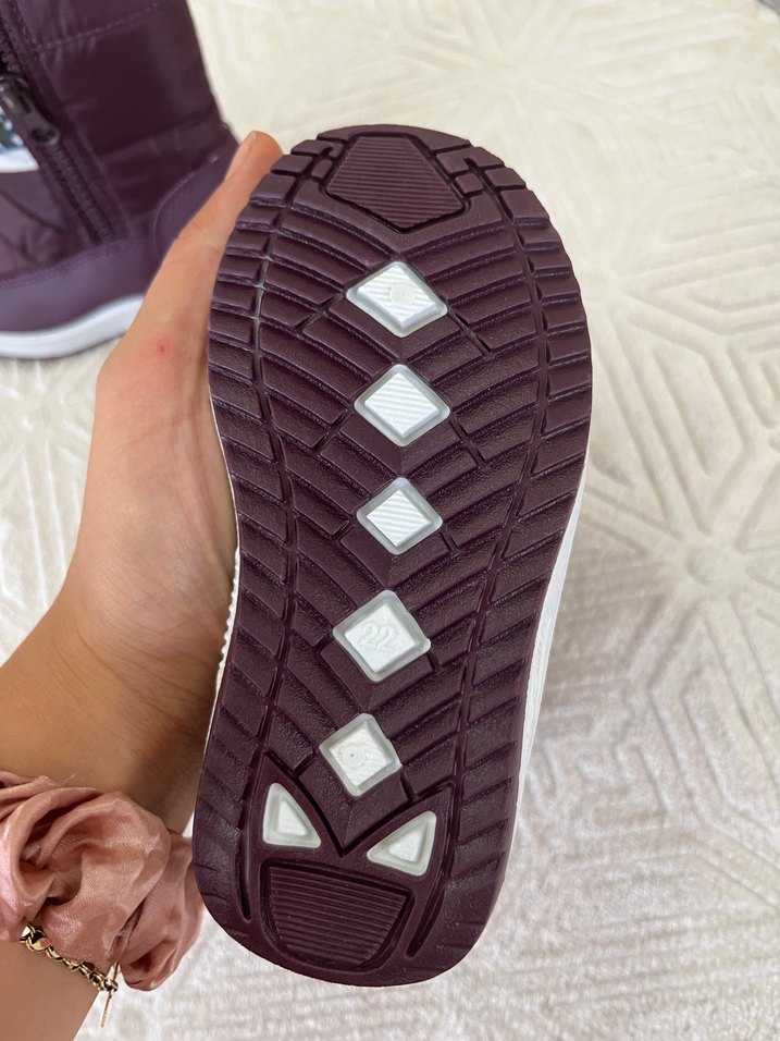 Bordo Kız Çocuk Yılan Desenli Kürklü Bot - Görsel 3