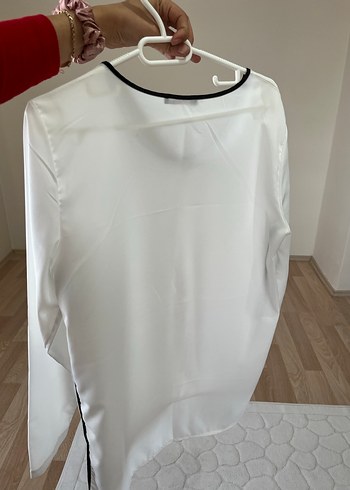 Beyaz, Uzun Kollu, Salaş Kadın Bluz - Görsel 3