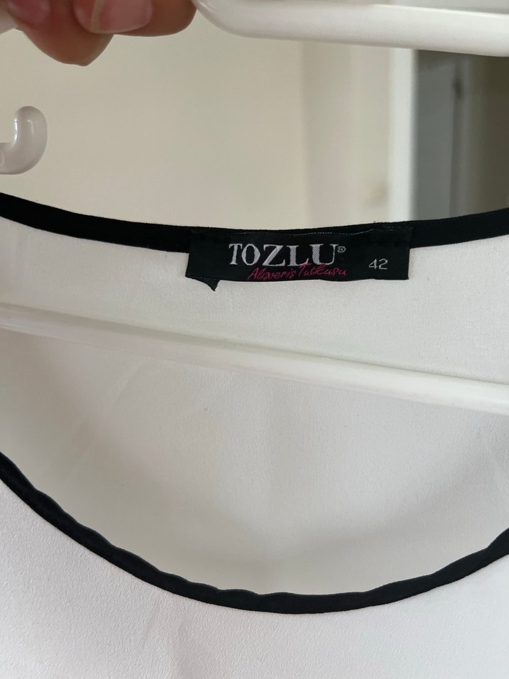 Beyaz, Uzun Kollu, Salaş Kadın Bluz - Görsel 2