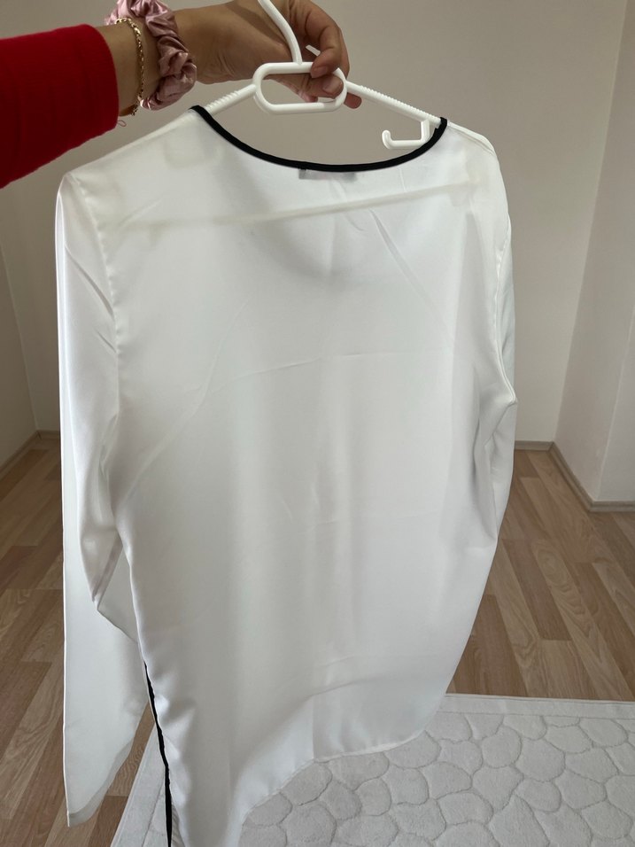 Beyaz, Uzun Kollu, Salaş Kadın Bluz - Görsel 3