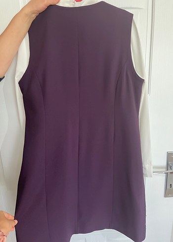 Mor Düğmeli Kadın Takım pantolonlu - Görsel 4