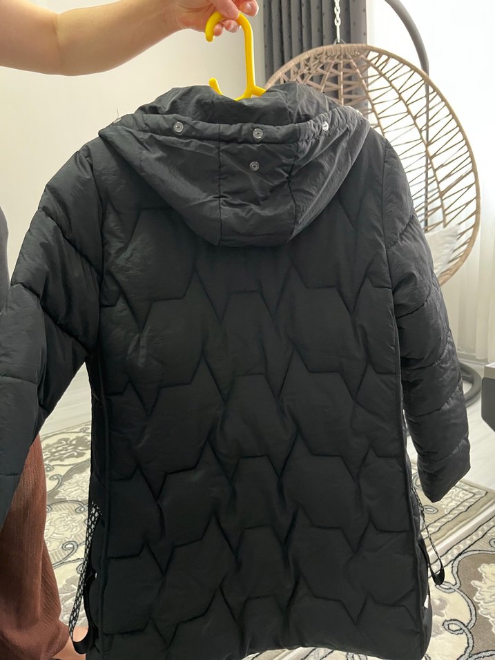 Düğmeli Siyah Midi Kışlık Kadın Mont - Görsel 4