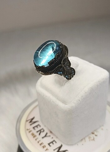 Paraiba Taşlı 925 Ayar Erkek Gümüş Yüzük 