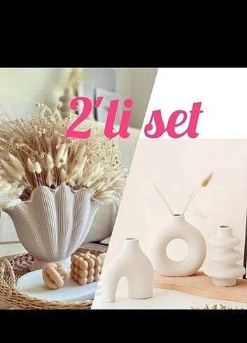 İstiridye vazo+ 3'lü bohem vazo set