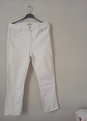 Beyaz Kot Pantalon 