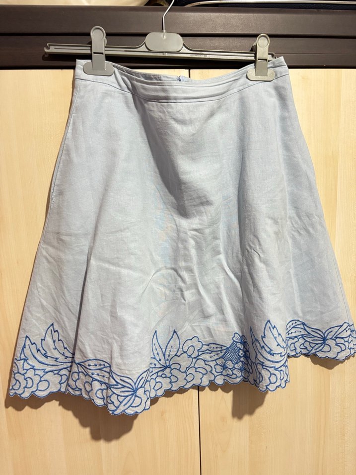 Nakışlı Fırfırlı Mavi Mini Etek - Görsel 2