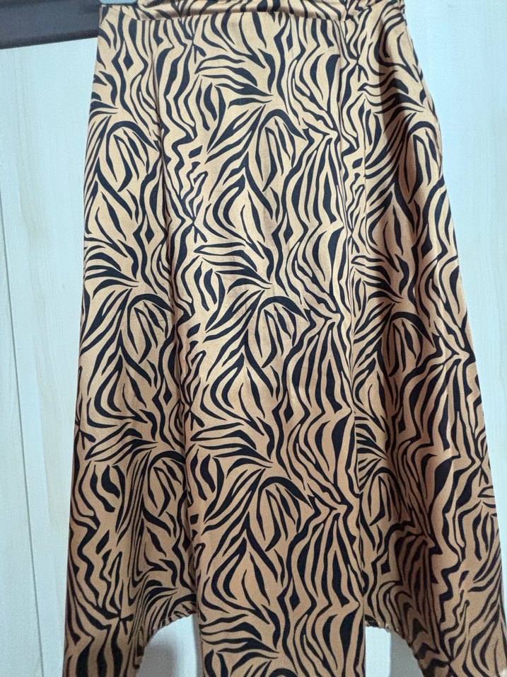 Kahverengi Zebra Desenli Uzun Etek - Görsel 2
