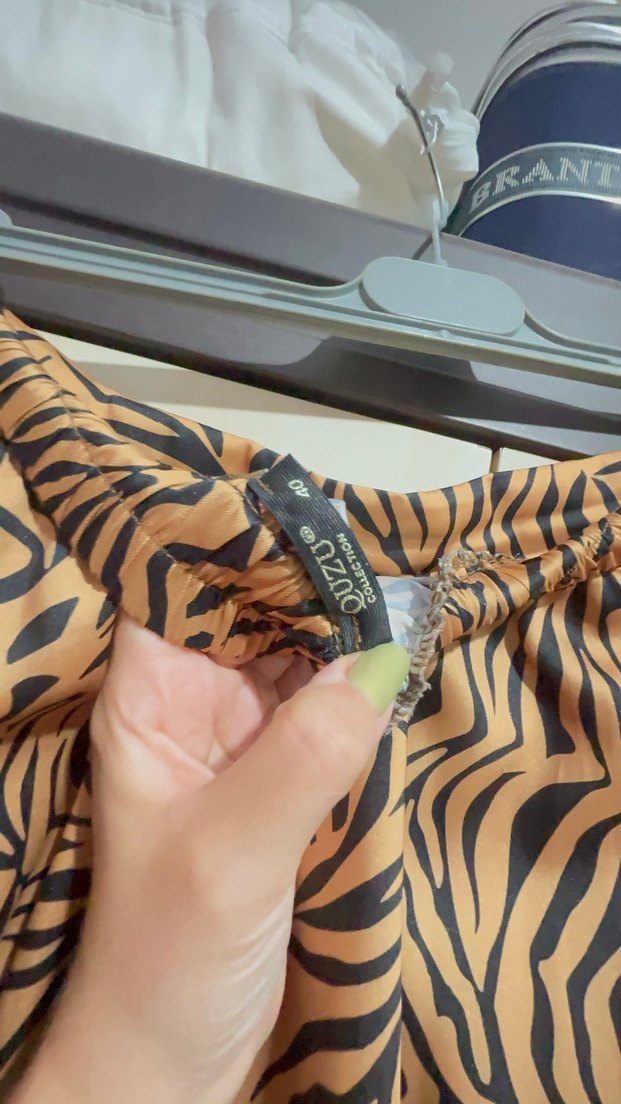 Kahverengi Zebra Desenli Uzun Etek - Görsel 3