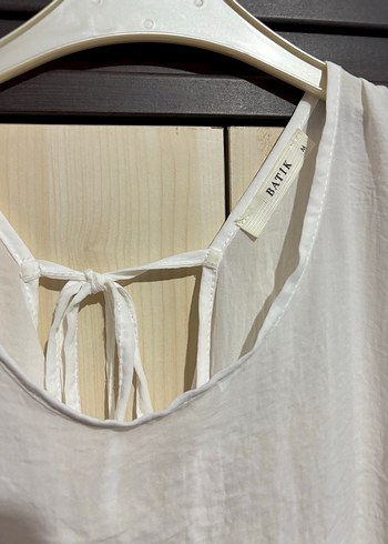 Kadın Kolsuz Beyaz Keten Bluz - Görsel 2