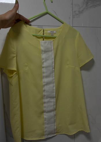 Koton Pastel Sarı Kısa Kollu Pilili Kadın Bluz - Görsel 3