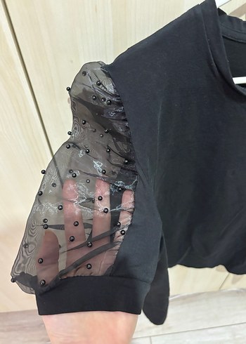 kolları tül Siyah Bluz - Görsel 3