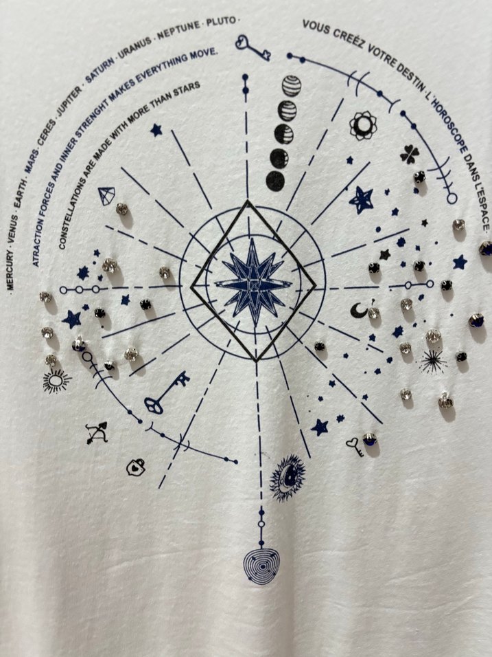 Bohem Desenli Beyaz Kadın Tişört - Görsel 3