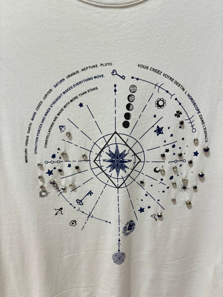 Bohem Desenli Beyaz Kadın Tişört - Görsel 2