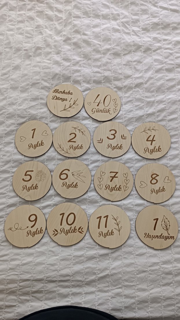 Ahşap Bebek Ay Kartları - Görsel 2