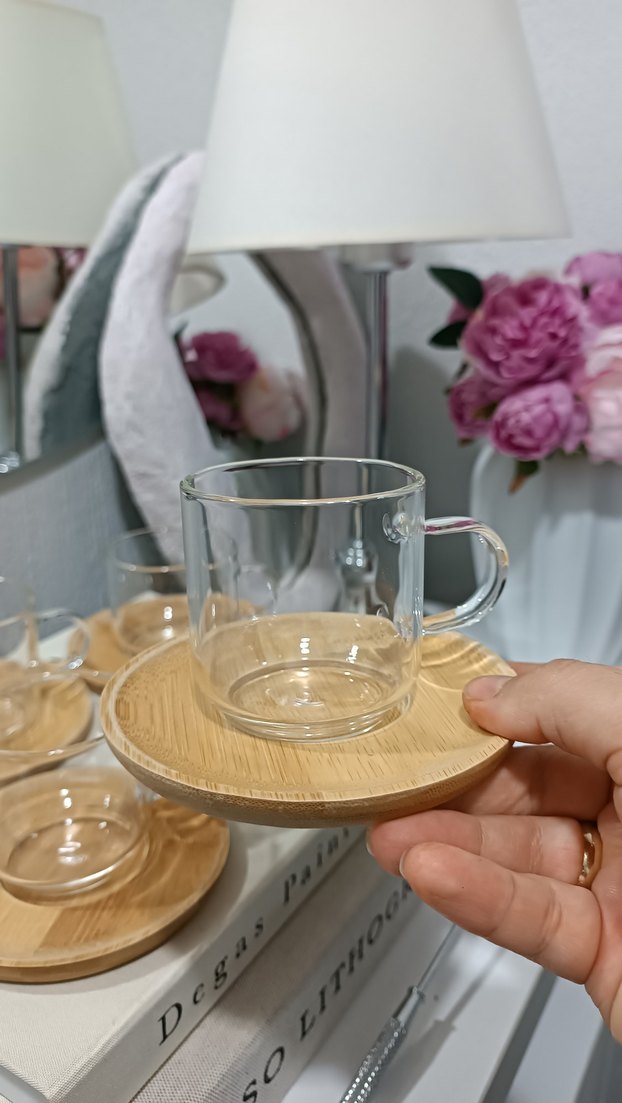 Bambu Tabanlı Cam Fincan Seti - Görsel 2