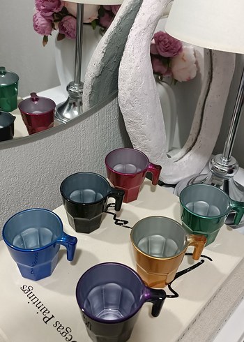 Altı Renkli Metalik Paşabahçe Fincan Takımı - Görsel 3