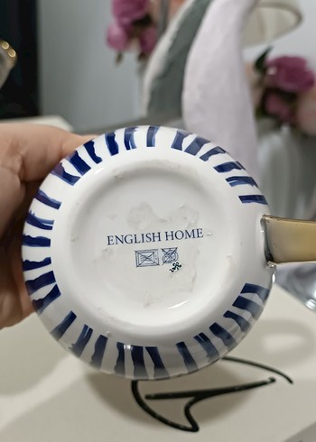 Lacivert Çizgili Altın Saplı Fincan - Görsel 2