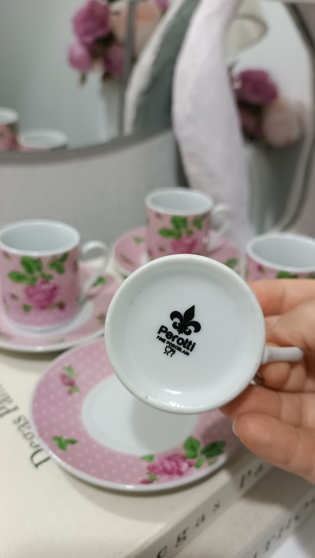 Pembe Çiçek Desenli Fincan Seti - Görsel 2