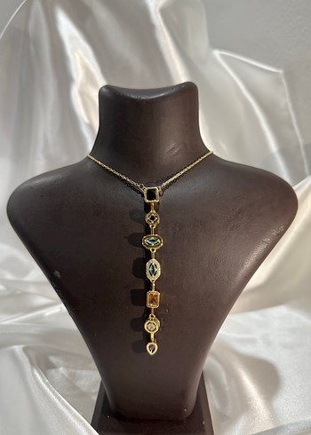 Zincir Detaylı Çok Renkli Uzun Kolye - Görsel 2