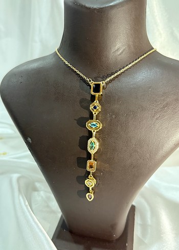 Zincir Detaylı Çok Renkli Uzun Kolye - Görsel 3