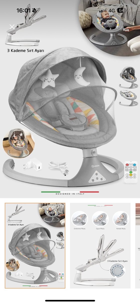 Gri Bebek Beşiği ve Salıncak - Görsel 2