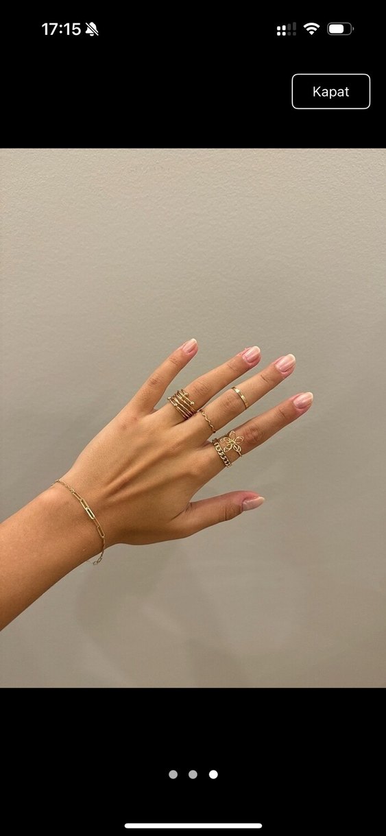 Kadın Altın Renkli Boncuklu Minimalist Yüzük seti 5li - Görsel 3