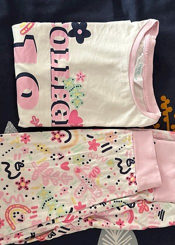 Pembe Nakışlı penti pijama - Görsel 2