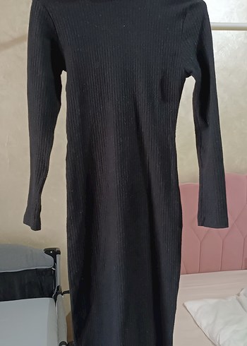 Siyah Kadın Uzun Triko Elbise - Görsel 2