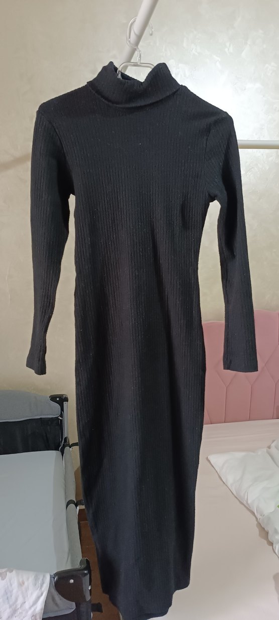 Siyah Kadın Uzun Triko Elbise - Görsel 2