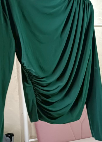 Yeşil Drapeli Uzun Kollu Kadın Bluz - Görsel 2