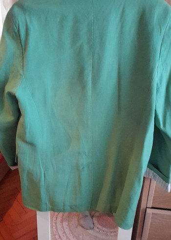 m Beden yeşil Renk Yeşil Keten Midi Kadın Blazer Ceket