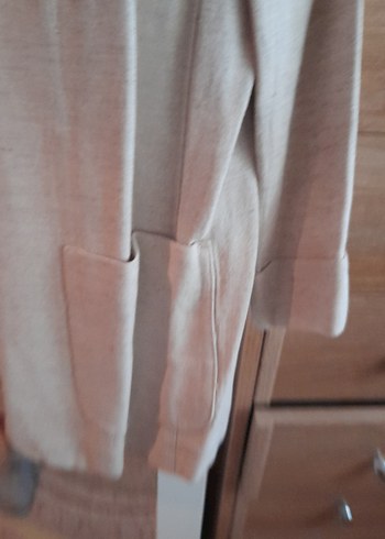 l Beden Bej Keten Kadın Blazer Ceket