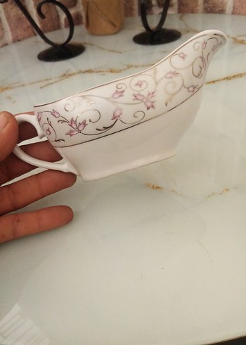 Damgalı pastel Çiçek Desenli Beyaz Sosluk - Görsel 2