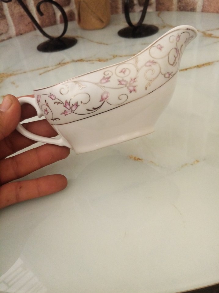 Damgalı pastel Çiçek Desenli Beyaz Sosluk - Görsel 2