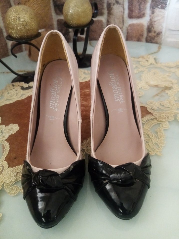 Pembe Siyah Tokalı Stiletto Kadın Ayakkabı - Görsel 2