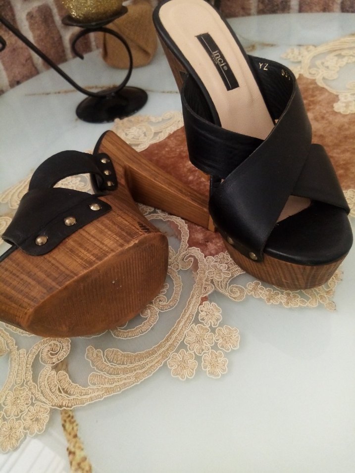 Kemerli Siyah Platform Topuklu Kadın Ayakkabı - Görsel 3