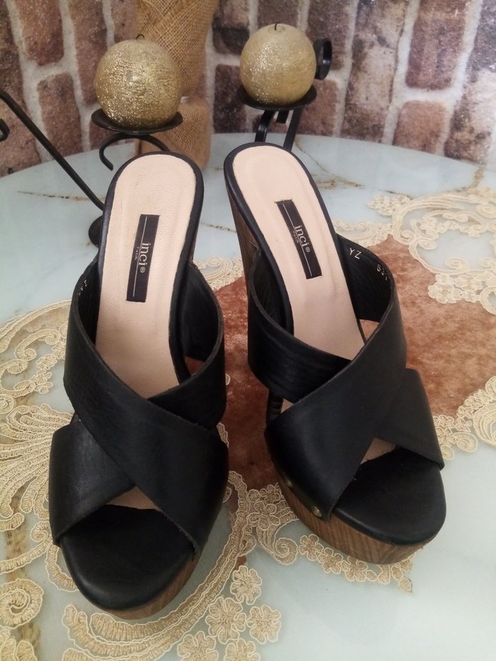 Kemerli Siyah Platform Topuklu Kadın Ayakkabı - Görsel 2