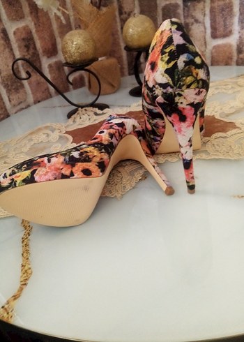 Çiçek Desenli Bohem Platform Topuklu Stiletto - Görsel 4