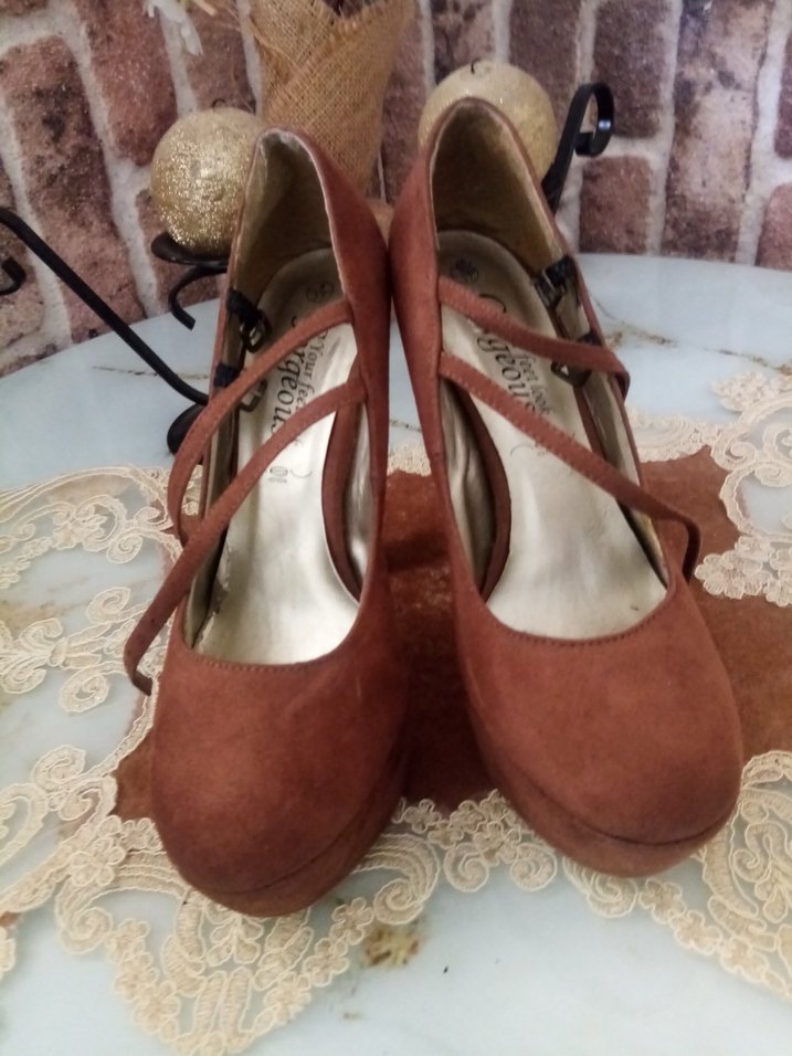 Kahverengi Süet Platform Topuklu Kadın Stiletto - Görsel 2