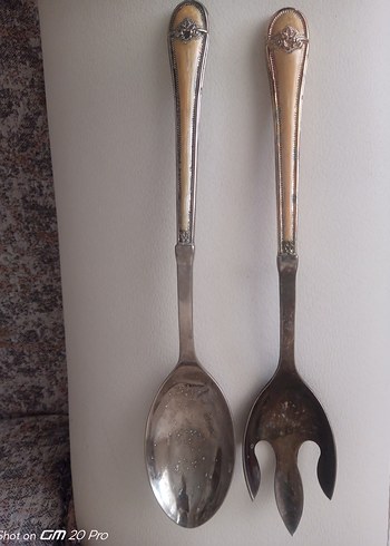 1980'ler den gümüş kaplama salata çatal kaşık seti