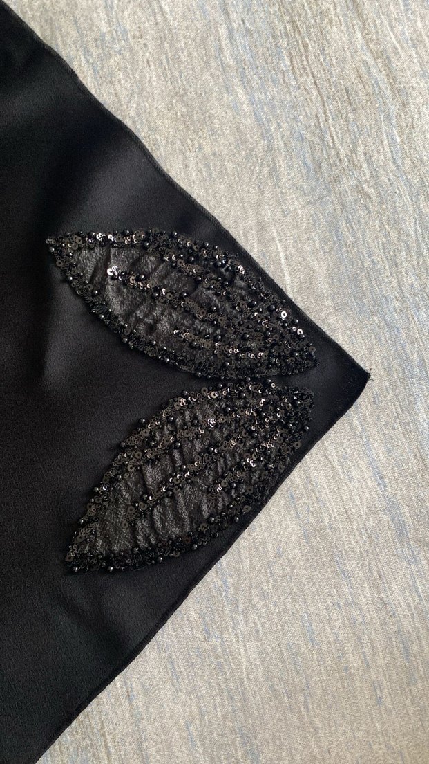 Nakışlı Siyah Uzun Kollu Uzun abaya bile - Görsel 3