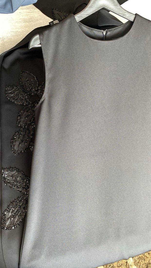 Nakışlı Siyah Uzun Kollu Uzun abaya bile - Görsel 5