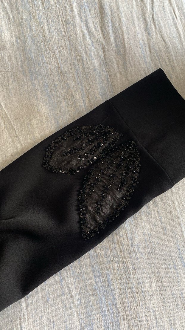 Nakışlı Siyah Uzun Kollu Uzun abaya bile - Görsel 4