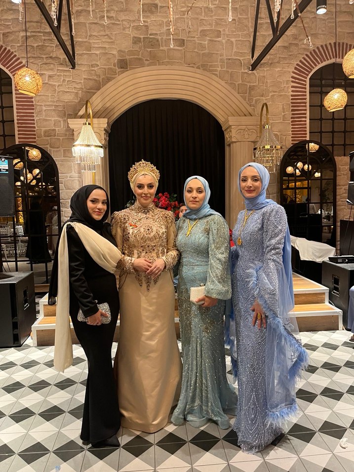 Taşlı  Uzun Kollu Tesettür abiye - Görsel 4