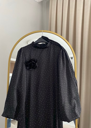H&M Siyah Puantiyeli Uzun Kadın Elbise