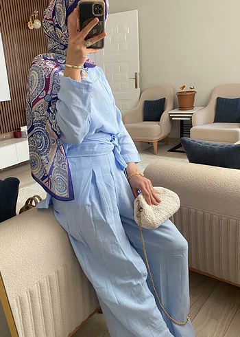 Bohem Mavi Uzun Kollu Bol Kesim Takım - Görsel 2