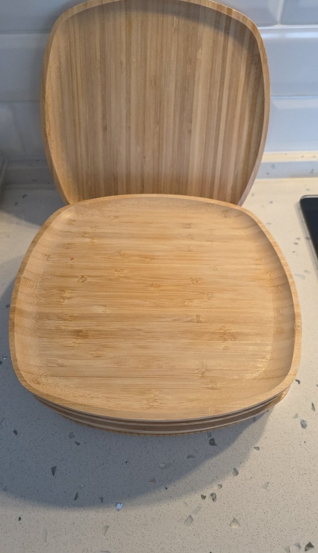 Parlak Bej Ahşap Tabak Seti - Görsel 2