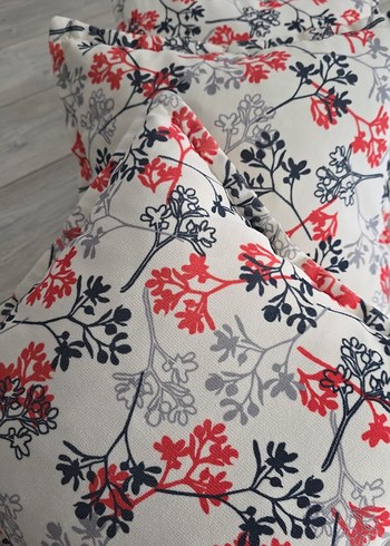 Çiçek Desenli Gri Dekoratif Yastık Kılıfı - Görsel 3