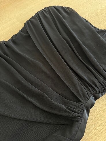 Zara Siyah tül straplez mini elbise